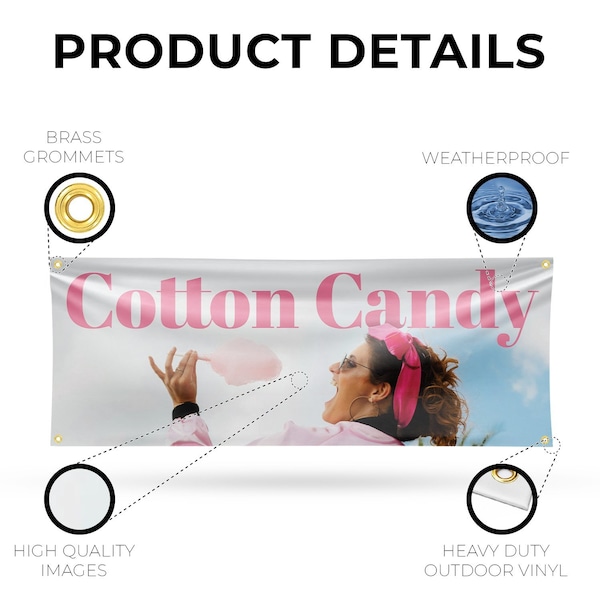 Signmission Cotton Candy, 18 Inch x 48 Inch, Vinyl Banner - B-30532