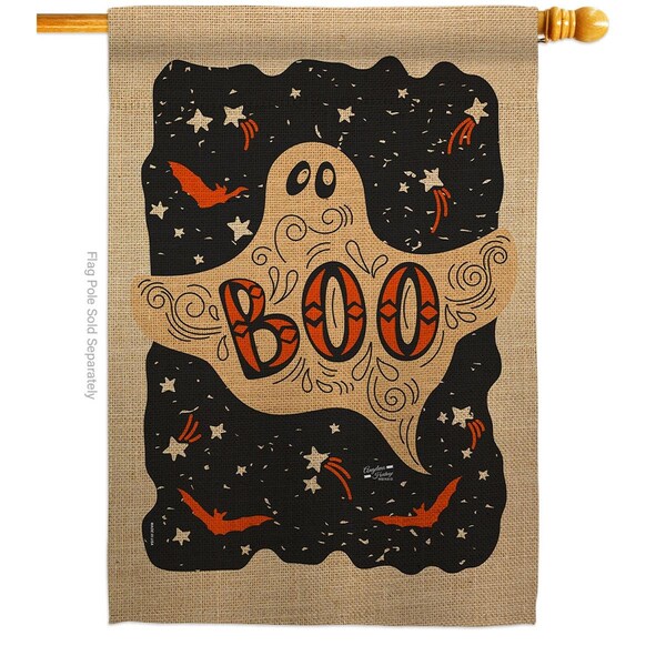 Patio Trasero 28 x 40 in. Ghoulish Boo House Flag with Fall Halloween Double-Sided Vertical Flags  Banner Garden - PA3875721