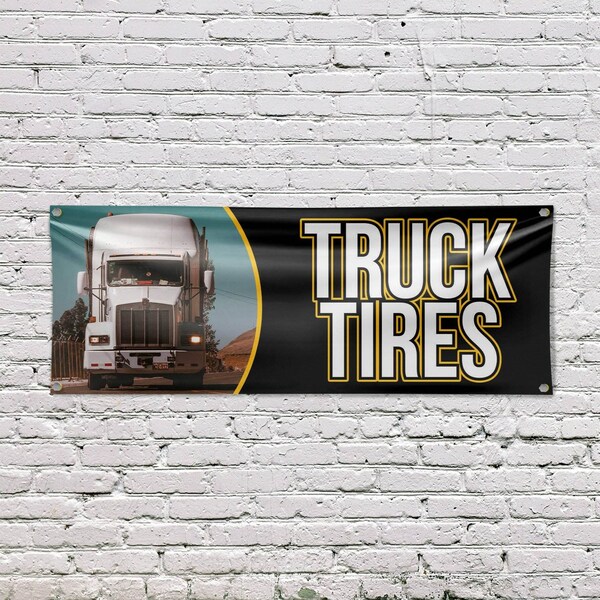Signmission Semi Truck Tires, 18 Inch x 48 Inch, Vinyl Banner - B-30851