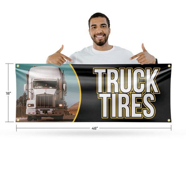 Signmission Semi Truck Tires, 18 Inch x 48 Inch, Vinyl Banner - B-30851