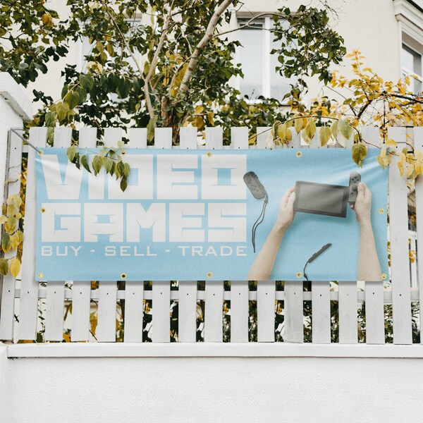 Signmission Video Games Buy Sell Trade, 48 Inch x 120 Inch, Vinyl Banner - B-120-30916