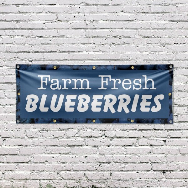 Signmission Farm Fresh Blueberries, 48 Inch x 120 Inch, Vinyl Banner - B-120-30580