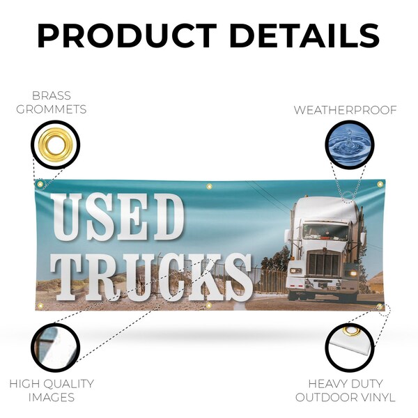 Signmission Used Trucks, 24 Inch x 72 Inch, Vinyl Banner - B-72-30903