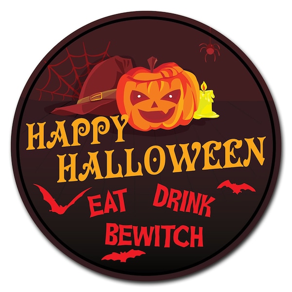Signmission Corrugated Plastic Sign With Stakes 24in Circular-Happy Halloween - C-24-CIR-WS-HAPPY HALLOWEEN