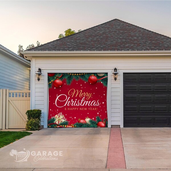 Garage Celebrations Garage Celebrations Merry Christmas and Happy New Year 7 ft. x 8 ft. Garage Door Cover - RE1-07-08-001