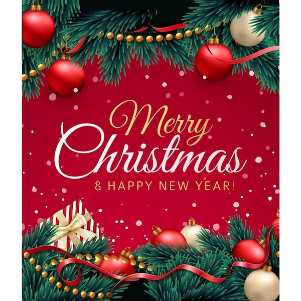 Garage Celebrations Garage Celebrations Merry Christmas and Happy New Year 7 ft. x 8 ft. Garage Door Cover - RE1-07-08-001