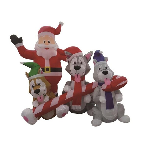 Celebrations Celebrations Santa With Dogs 6 ft. Inflatable - 22MY090757