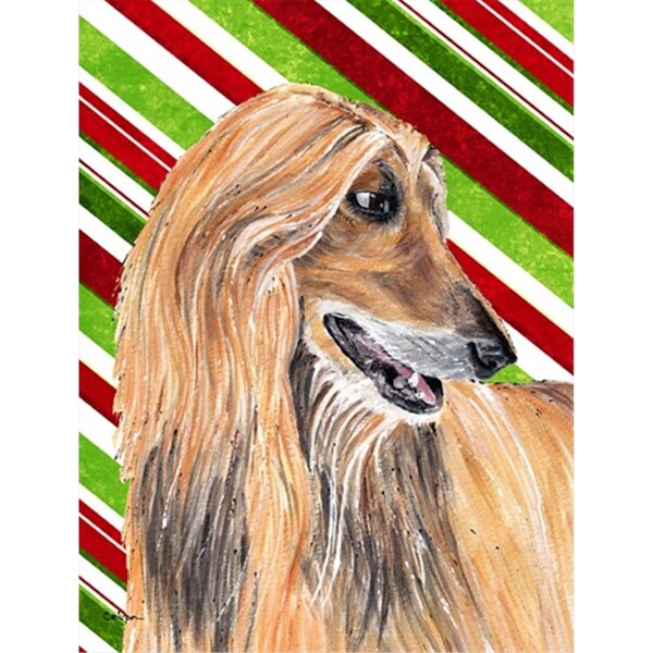 Carolines Treasures Afghan Hound Candy Cane Holiday Christmas Flag Canvas House Size - SC9498CHF