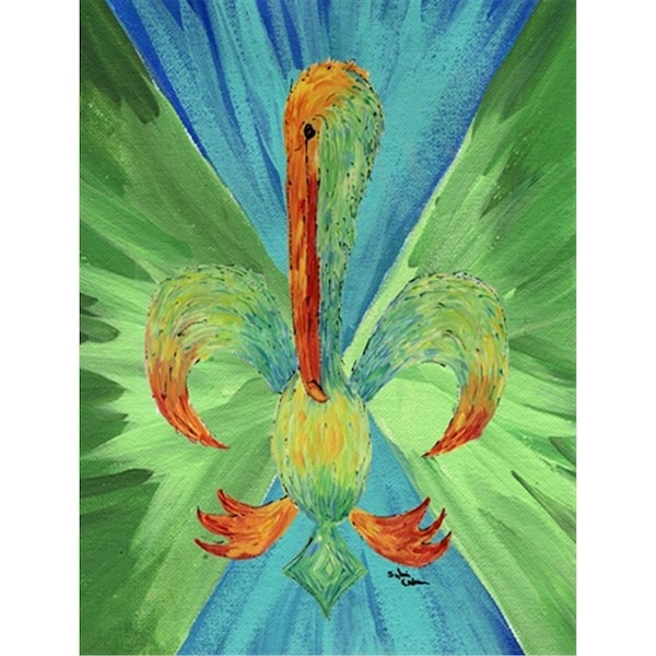 Carolines Treasures 28 x 40 In. Multi Colored Pelican Fleur De Lis Flag Canvas- House Size - 8208CHF