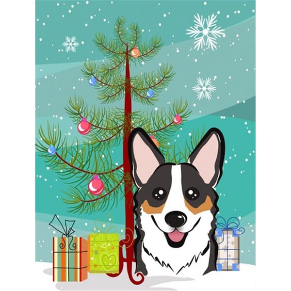 Patioplus Christmas Tree And Tricolor Corgi Flag Garden Size - PA253211