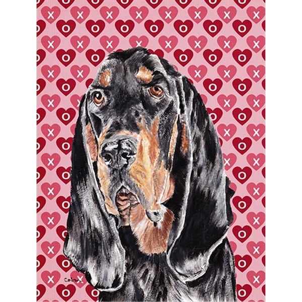 Patioplus Coonhound Valentines Love Flag Canvas House Size - PA2554939