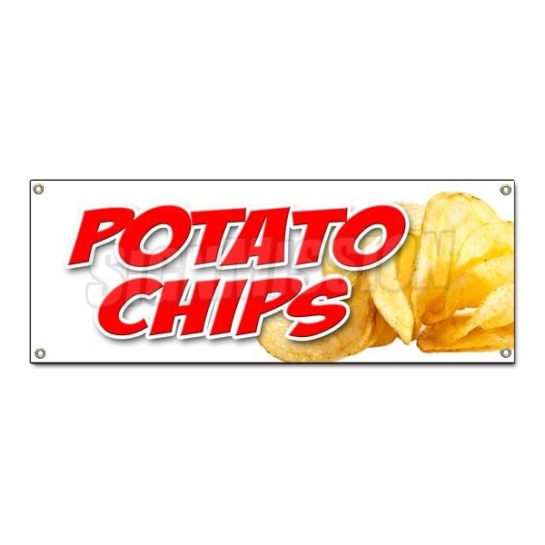 Signmission POTATO CHIPS BANNER SIGN kettle bar b que fresh made warm hot crisps - B-POTATO CHIP