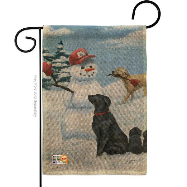 Gardencontrol 13 x 18.5 in. Snow Pals Burlap Nature Pets Impressions Decorative Vertical Double Sided Garden Flag - GA1486890