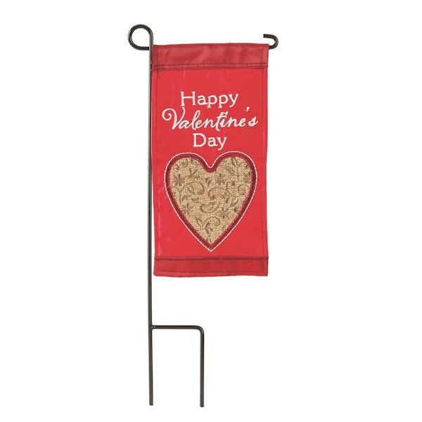 Dicksons 4 x 85 in Flag Double Applique Happy ValentineS Day Polyester Mini I Flag With Pole - M040058