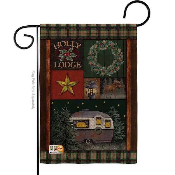Gardencontrol 13 x 18.5 in. Holly Lodge Burlap Winter Wonderland Impressions  Vertical Double Sided Garden Flag - GA4137179