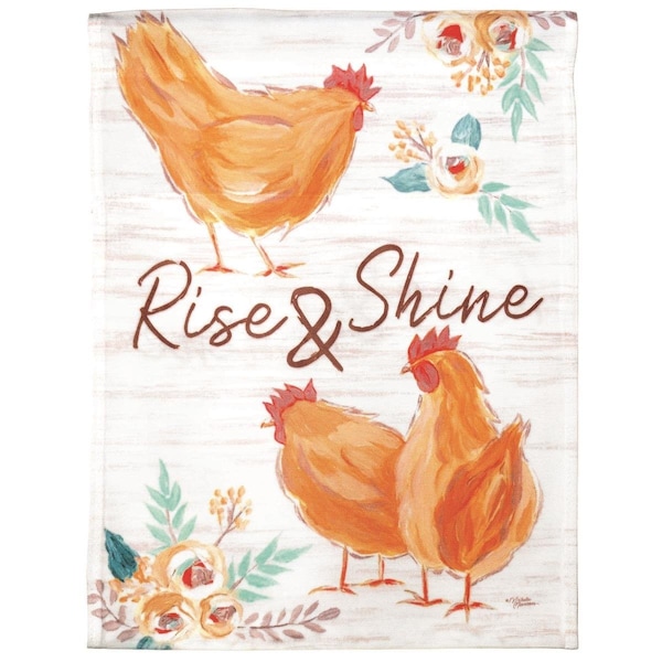Dicksons 13 x 18 in Flag Print Chickens Rise  Shine Polyester Garden - M080073