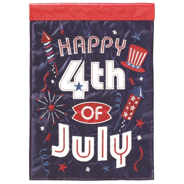 Magnolia Gardens 13 x 18 in. Happy 4th of July Fireworks Polyester Printed Garden Flag - M011588