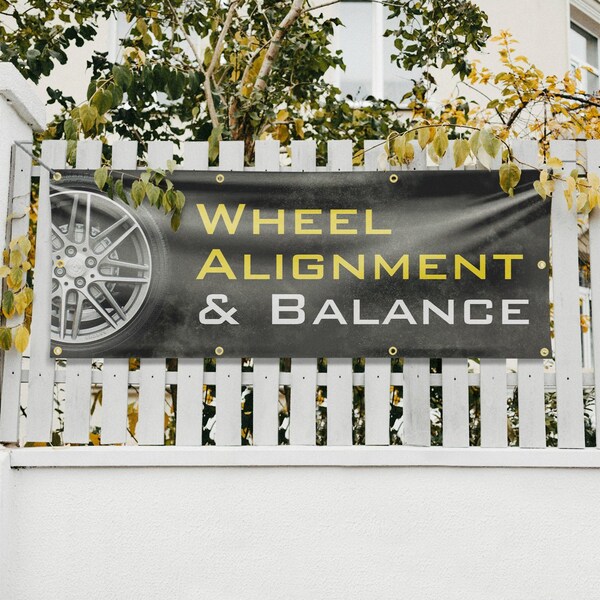 Signmission Wheel Alignment & Balancing, 36 Inch x 96 Inch, Vinyl Banner - B-96-30940