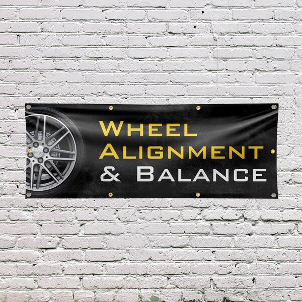 Signmission Wheel Alignment & Balancing, 36 Inch x 96 Inch, Vinyl Banner - B-96-30940