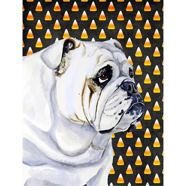 Patioplus 11 x 15 in. Bulldog English Candy Corn Halloween Portrait Garden Size Flag - PA246151