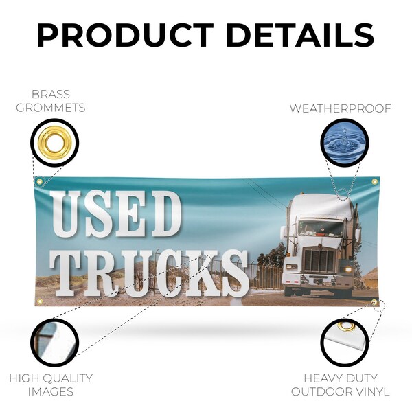 Signmission Used Trucks, 18 Inch x 48 Inch, Vinyl Banner - B-30903