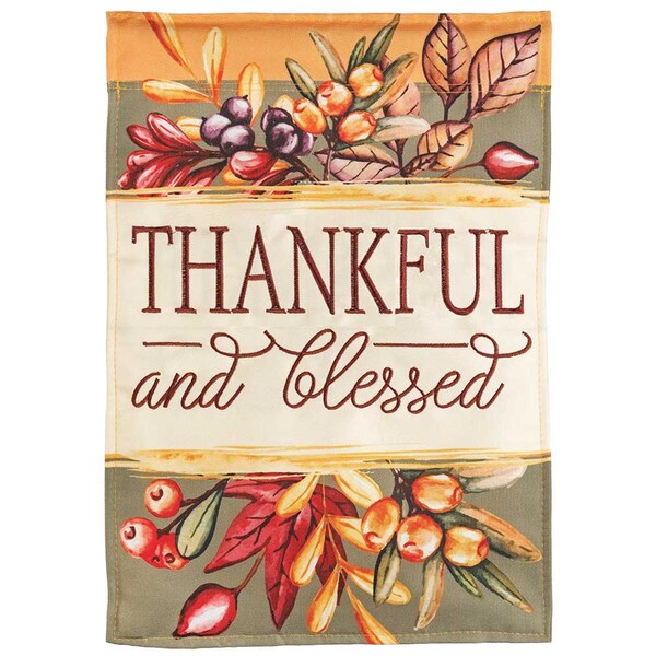 Magnolia Gardens 29 x 42 in. Thankful & Blessed Double Applique Garden Flag - Large - M001413