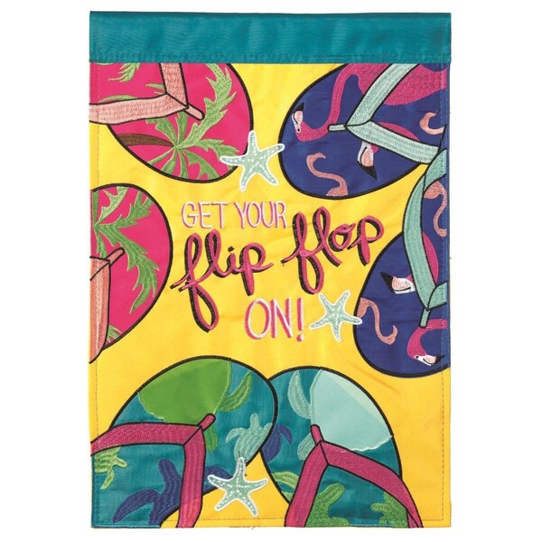 Dicksons 13 x 18 in Flag Double Applique Get Your Flop On Polyester Garden - M011141