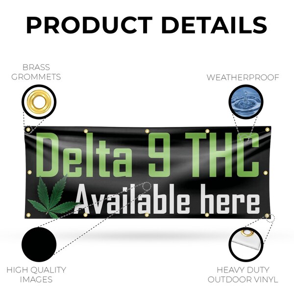 Signmission Delta 9 THC Available Here, 48 Inch x 120 Inch, Vinyl Banner - B-120-30539