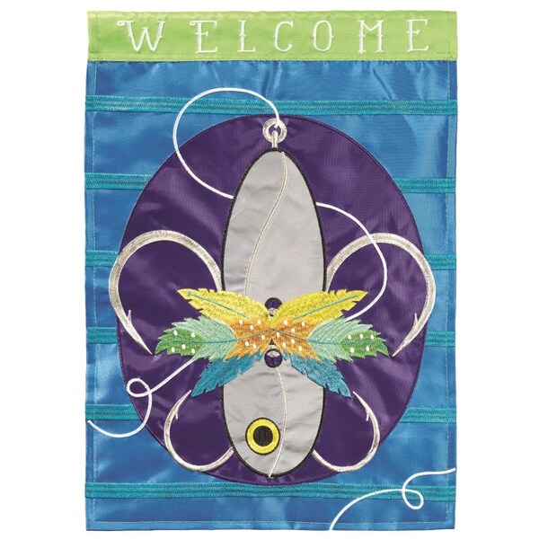 Magnolia Gardens Fleur De Lis Fishing Lure Garden Flag - M011600
