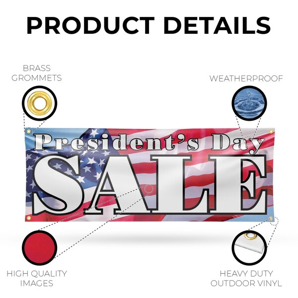 Signmission Presidents Day Sale, 18 Inch x 48 Inch, Vinyl Banner - B-30815