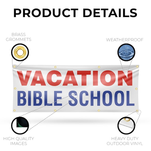 Signmission Vacation Bible School, 36 Inch x 96 Inch, Vinyl Banner - B-96-30904