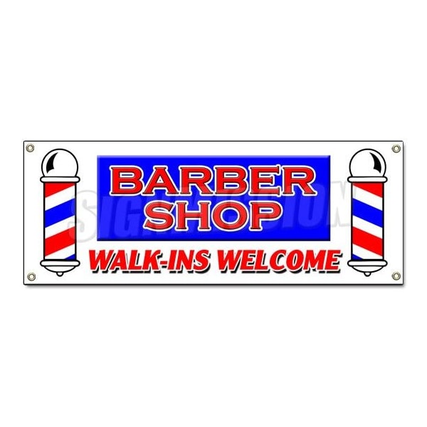 Signmission BARBER SHOP WALK-INS WELCOME BANNER SIGN men women coloring manicure - B-BARBER SHOP WALK-INS WEL