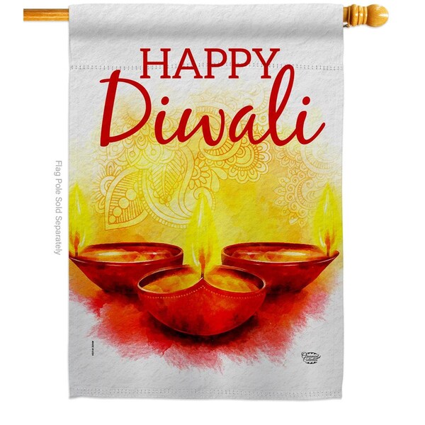 Cuadrilatero Diwali Greeting Celebration Double-Sided Garden Decorative House Flag, Multi Color - CU3920093