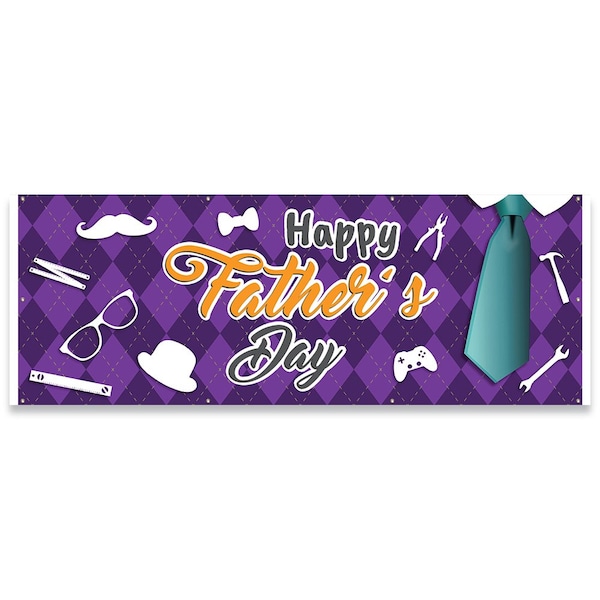 Signmission Happy Fathers Day Banner Concession Stand Food Truck Single Sided - B-96-30084