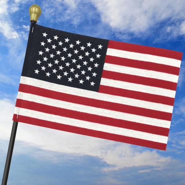 Global Flags Unlimited American Cotton Stick Flag with Safety Ball 4"x6"x10" Plastic Stick - 205730