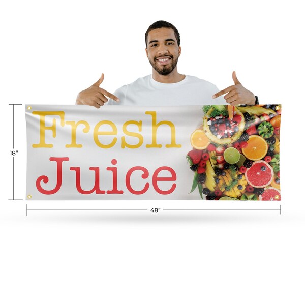 Signmission Fresh Juice, 18 Inch x 48 Inch, Vinyl Banner - B-30657