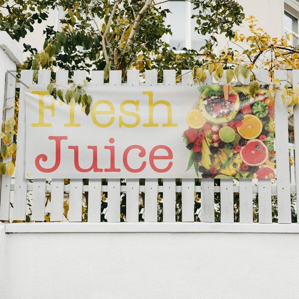 Signmission Fresh Juice, 18 Inch x 48 Inch, Vinyl Banner - B-30657