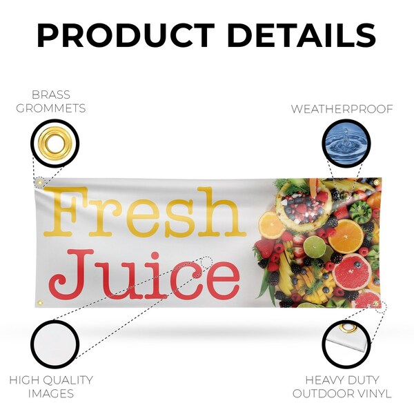 Signmission Fresh Juice, 18 Inch x 48 Inch, Vinyl Banner - B-30657