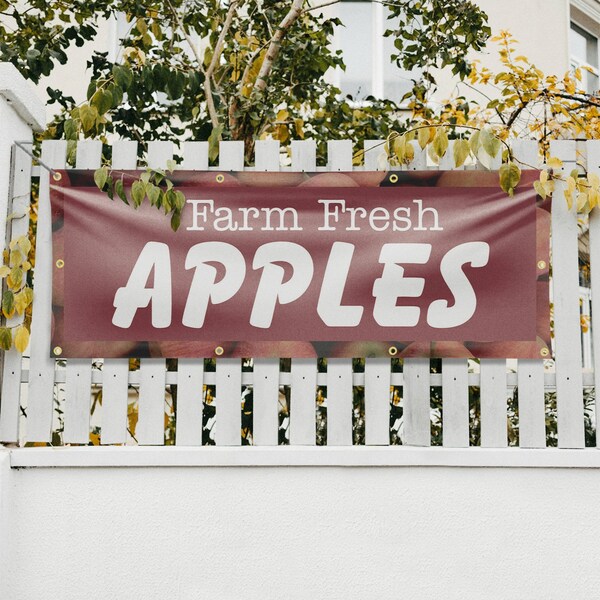 Signmission Farm Fresh Apples, 36 Inch x 96 Inch, Vinyl Banner - B-96-30572