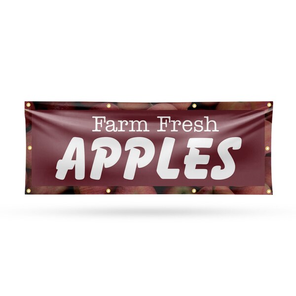 Signmission Farm Fresh Apples, 36 Inch x 96 Inch, Vinyl Banner - B-96-30572