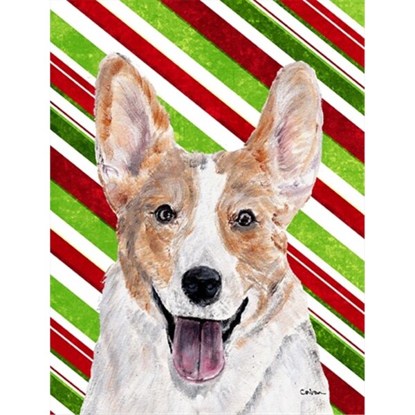 Carolines Treasures Cardigan Corgi Candy Cane Christmas Flag Canvas House Size - SC9792CHF
