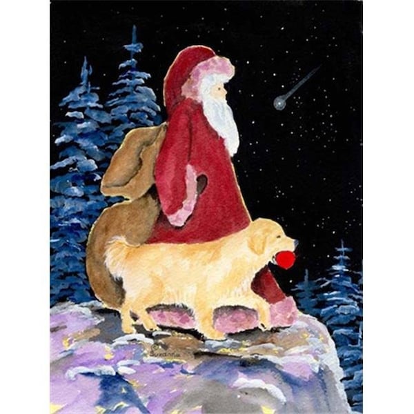 Carolines Treasures Carolines Treasures SS8973CHF 28 x 40 In. Santa Claus With Golden Retriever Flag Canvas; House Size - SS8973CHF