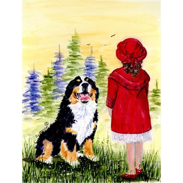 Patioplus Little Girl with her Bernese Mountain Dog Flag - Garden Size; 11 x 15 in. - PA246110