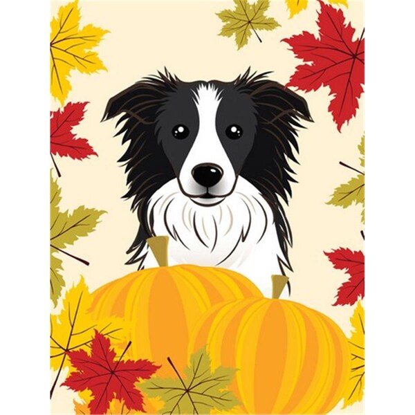Carolines Treasures Border Collie Thanksgiving Canvas House Flag - BB2047CHF