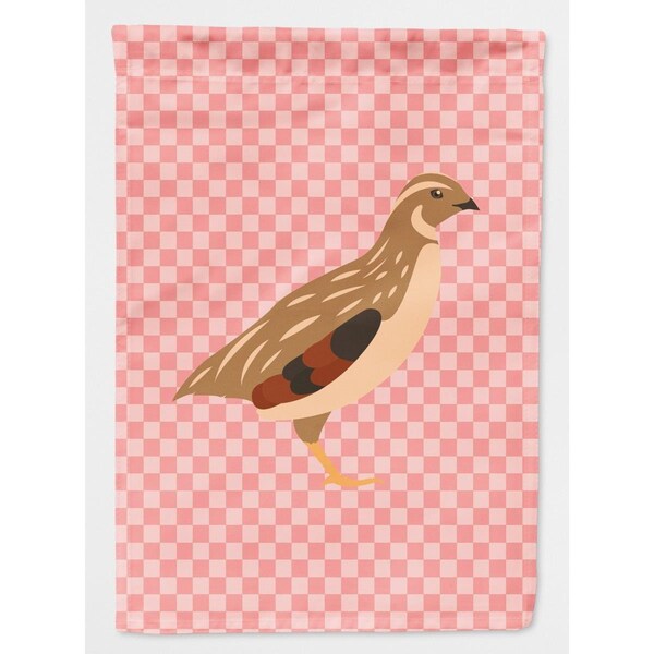 Carolines Treasures Golden Phoenix Quail Pink Check Canvas House Flag - BB7955CHF