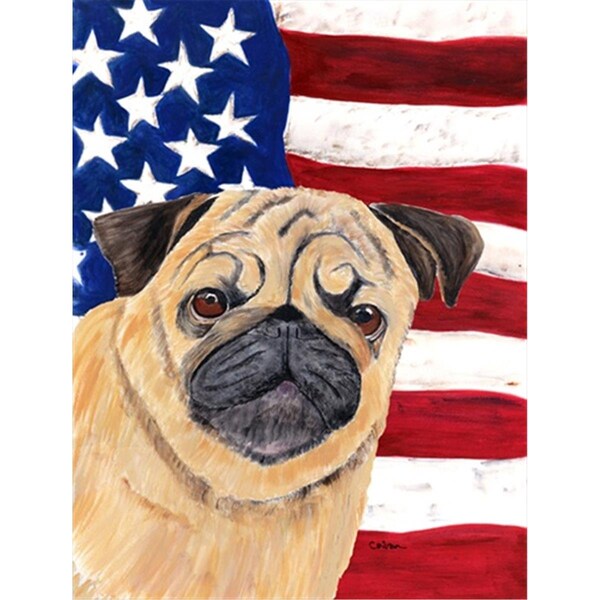Carolines Treasures 28 x 40 in. Usa American Flag With Pug Flag Canvas House Size - SC9006CHF