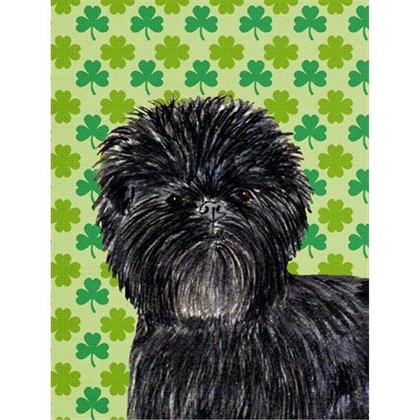 Patioplus 11 x 15 in. Affenpinscher St. Patricks Day Shamrock Portrait Flag Garden Size - PA247636