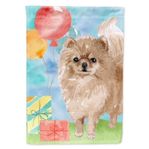 Carolines Treasures Happy Birthday Pomeranian Flag Canvas House Size - CK3259CHF