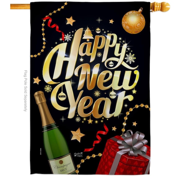 Angeleno Heritage Angeleno Heritage H137130-BO 28 x 40 in. Best New Year House Flag with Winter Double-Sided Decorative Vertical Flags Decoration Banner Garden Yard Gift - H137130-BO