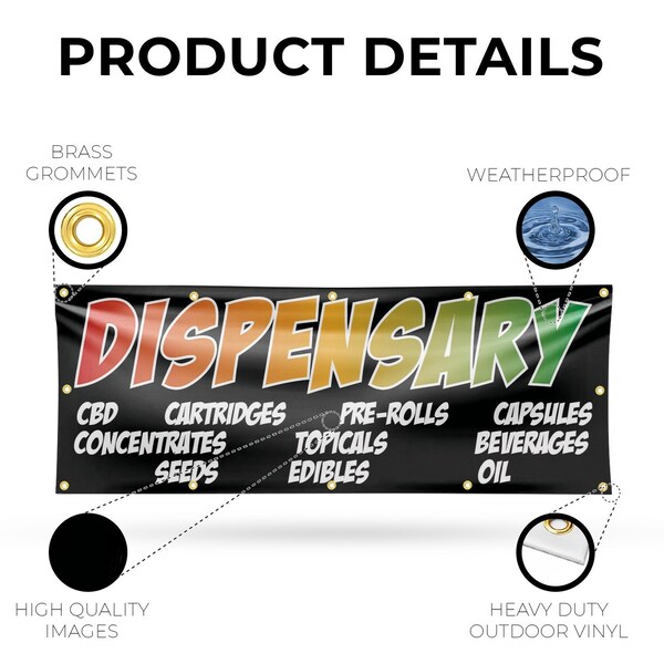 Signmission Dispensary CBD Pre Rolls Edibles, 48 Inch x 120 Inch, Vinyl Banner - B-120-30547